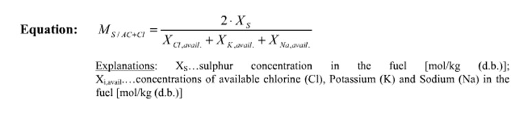 a picture of the molar ratio equation of sulphur in biomass pellet