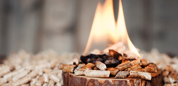 a picture of burning biomass pellets