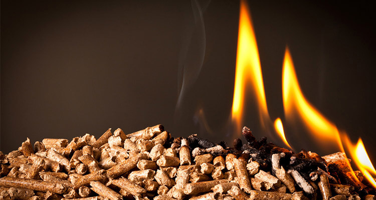 a picture of firing wood pellets